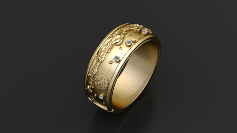 Golden Harmony Sculpted Ring 3d Printable Model 3D Print Model .c4d .max .obj .3ds .fbx .stl .blend