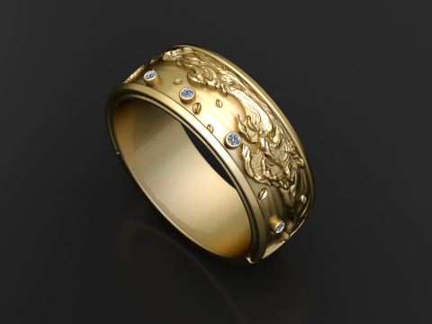 Golden Harmony Sculpted Ring 3d Printable Model 3D Print Model