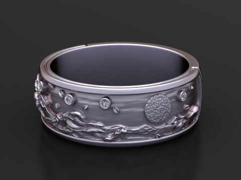 Golden Harmony Sculpted Ring 3d Printable Model 3D Print Model