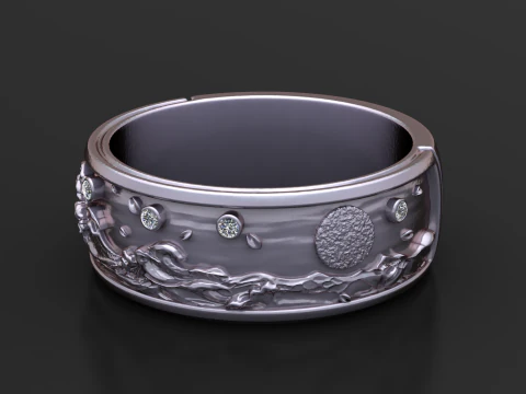 Golden Harmony Sculpted Ring 3d Printable Model 3D Print Model