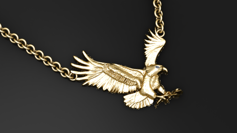 Modello stampabile 3d con pendente Golden Soar Eagle Modello di stampa 3D .c4d .max .obj .3ds .fbx .stl .blend 