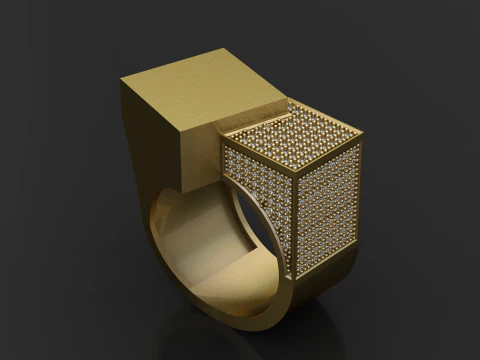 Architectural Cube Luxe Ring 3d printable model 3D Print Model