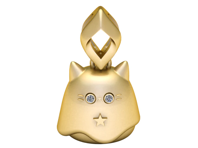 Cat Star Charm 3D Printable Pendant Model 3D Print Model .c4d .max .obj .3ds .fbx .stl .blend 