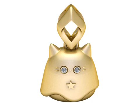 3D-druckbares Katzen-Stern-Charm-Anh&auml;ngermodell 3D Druckmodell