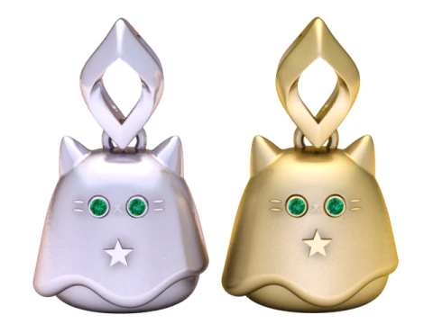 Cat Star Charm 3D Printable Pendant Model 3D Print Model