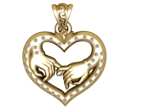 Modelo de joyería imprimible en 3D con colgante Heart of Touch Modelo de impresión 3D