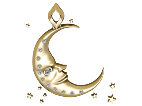 Celestial Moon Face Pendant 3D Printable Jewelry Model 3D Print Model