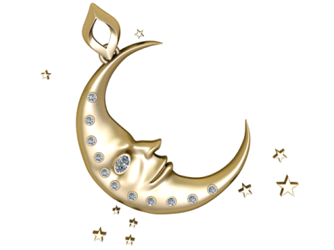 천상의 달 얼굴 펜던트 3D 인쇄 가능한 보석 모델 3D 프린트 모델