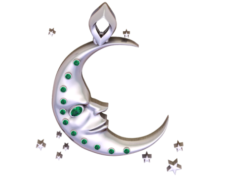 천상의 달 얼굴 펜던트 3D 인쇄 가능한 보석 모델 3D 프린트 모델