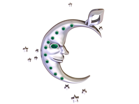 천상의 달 얼굴 펜던트 3D 인쇄 가능한 보석 모델 3D 프린트 모델