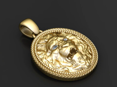 Majestic Lion Head Medallion 3D Printable Pendant Model 3D Print Model