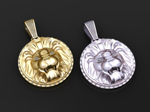 Royal Diamond-Edge Lion Pendant 3D Printable Jewelry Model 3D Print Model