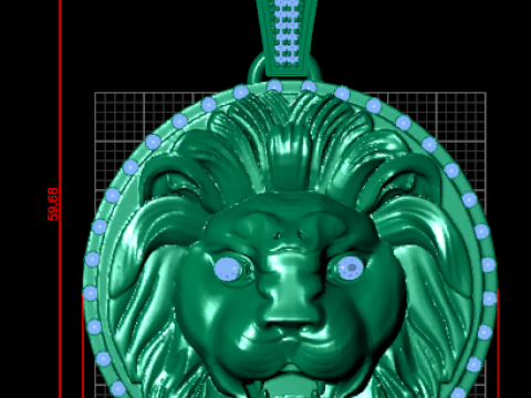 Royal Diamond-Edge Lion Pendant 3D Printable Jewelry Model 3D Print Model