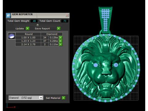 Royal Diamond-Edge Lion Pendant 3D Printable Jewelry Model 3D Print Model