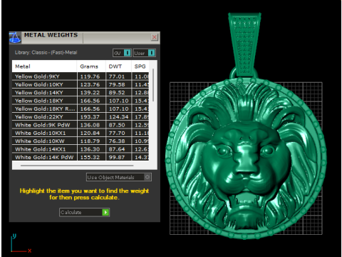 Royal Diamond-Edge Lion Pendant 3D Printable Jewelry Model 3D Print Model