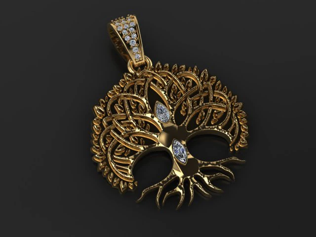 Enchanted Tree of Life Pendant 3D Printable Jewelry Model 3D Print Model .c4d .max .obj .3ds .fbx .stl .blend