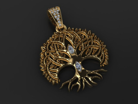 Modello di gioiello stampabile in 3D con ciondolo albero della vita incantato Modello di stampa 3D