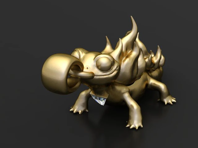 Flame Lizard Charm 3D Printable Creature Pendant Model 3D Print Model .c4d .max .obj .3ds .fbx .stl .blend 