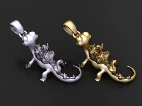Flame Lizard Charm 3D Printable Creature Pendant Model 3D Print Model