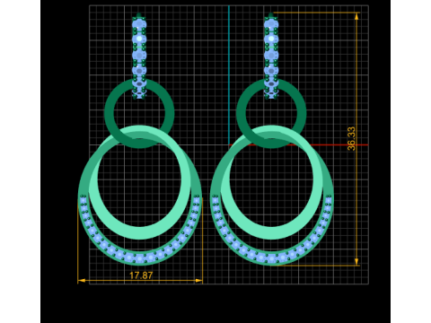 Triple Halo Drop Earrings 3D Printable Jewelry Model 3D Print Model