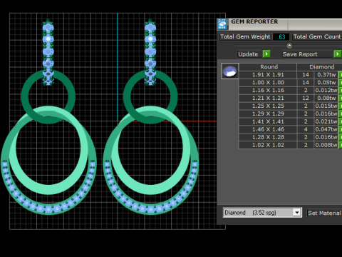 Triple Halo Drop Earrings 3D Printable Jewelry Model 3D Print Model