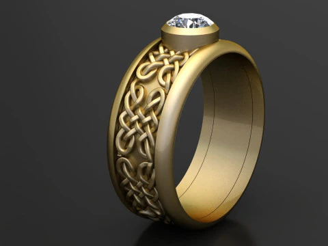 Celtic Weave Solitaire Ring 3D Printable Jewelry Model 3D Print Model