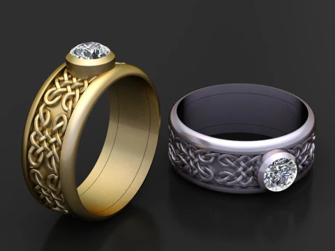 Celtic Weave Solitaire Ring 3D Printable Jewelry Model 3D Print Model