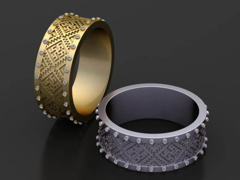 Geometric Heritage Band 3D Printable Ring Model 3D Print Model