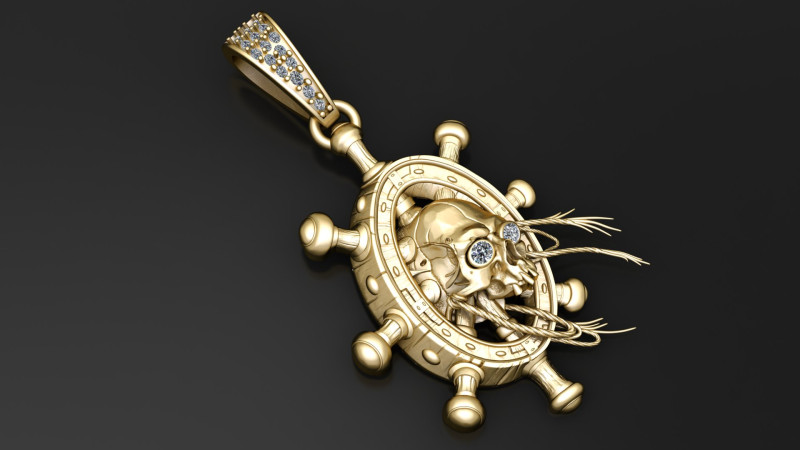 Piraten-Schädel-Helm-Anhänger, 3D-druckbares Schmuckmodell 3D Druckmodell .c4d .max .obj .3ds .fbx .stl .blend 