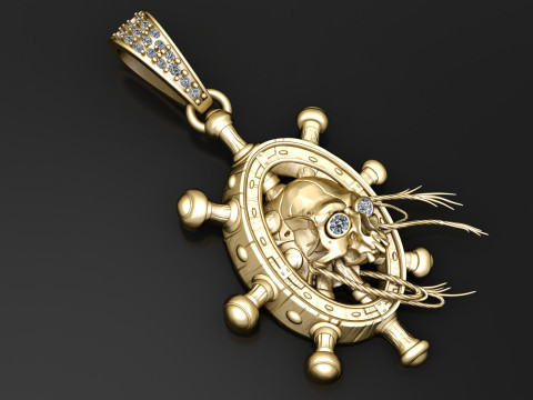 Pirate Skull Helm Pendant 3D Printable Jewelry Model 3D Print Model