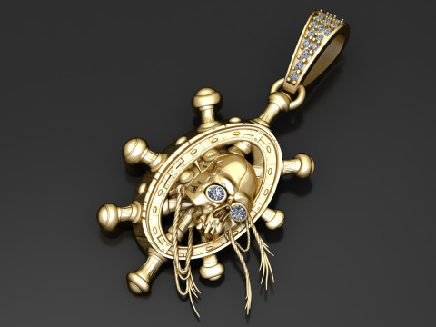 Piraten-Schädel-Helm-Anhänger, 3D-druckbares Schmuckmodell 3D Druckmodell