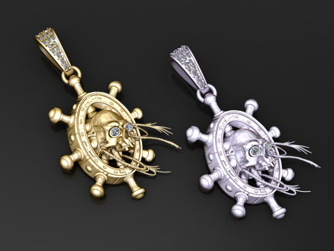 Piraten-Schädel-Helm-Anhänger, 3D-druckbares Schmuckmodell 3D Druckmodell