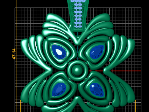 Promienny wisiorek z rubinowym kwiatem Model biżuterii do druku 3D Model do druku 3D