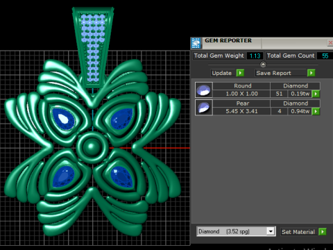 Promienny wisiorek z rubinowym kwiatem Model biżuterii do druku 3D Model do druku 3D