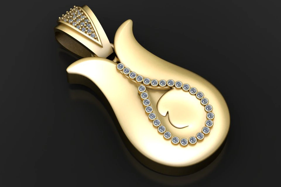 Elegance Teardrop Diamond Pendant 3D Print Model .c4d .max .obj .3ds .fbx .stl .blend 