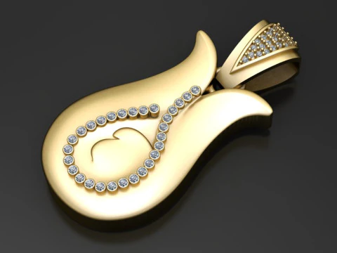 Elegance Teardrop Diamond Pendant 3D Print Model
