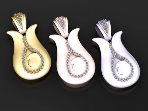 Elegance Teardrop Diamond Pendant 3D Print Model