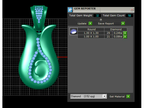 Elegance Teardrop Diamond Pendant 3D Print Model