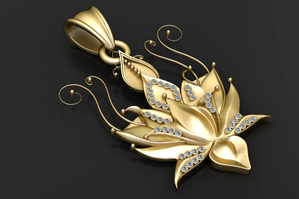 Royal Bloom Diamond Pendant 3D Print Model .c4d .max .obj .3ds .fbx .stl .blend