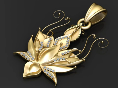 Royal Bloom Diamond Pendant 3D Print Model