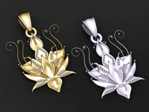 Royal Bloom Diamond Pendant 3D Print Model