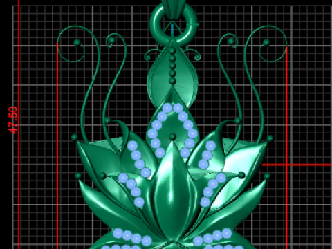Royal Bloom Diamond Pendant 3D Print Model