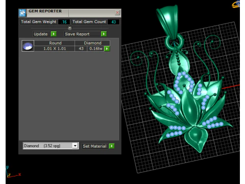 Royal Bloom Diamond Pendant 3D Print Model