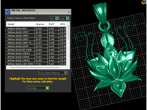 Royal Bloom Diamond Pendant 3D Print Model