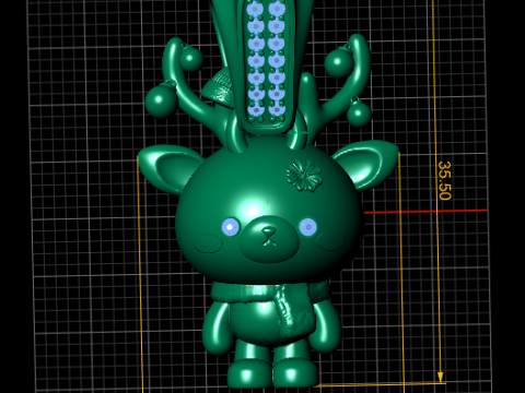 Golden Reindeer Chibi Pendant Cute Winter Charm Jewelry 3D Print Model