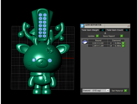 Golden Reindeer Chibi Pendant Cute Winter Charm Jewelry 3D Print Model