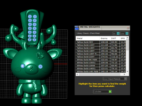 Golden Reindeer Chibi Pendant Cute Winter Charm Jewelry 3D Print Model
