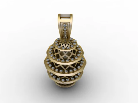 Modelo de joias imprim&iacute;veis com pingente de diamante em gaiola espiral de luxo 3D Modelo de Impressão 3D