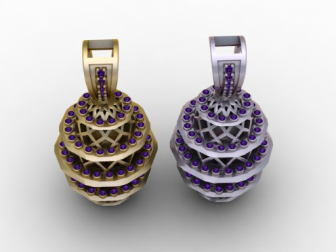 Luxury Spiral Cage Diamond Pendant 3D Printable Jewelry Model 3D Print Model