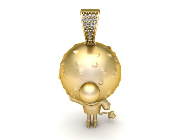 Cute Puffy Ball Character Pendant Diamond Bail 3D Printable Jewelry 3D Print Model .c4d .max .obj .3ds .fbx .stl .blend 